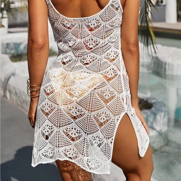White Crochet Beach Cover-Up. Brand New. - Picture 2 of 4